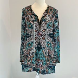 Sundance Paisley and Beaded Tunic Blouse